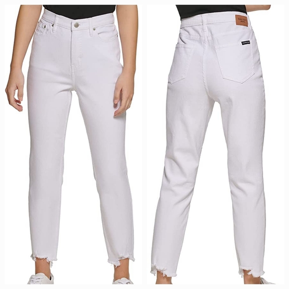 Calvin Klein Women's Hi Rise Skinny Cotton Blend  White Denim Jeans - Picture 2 of 16